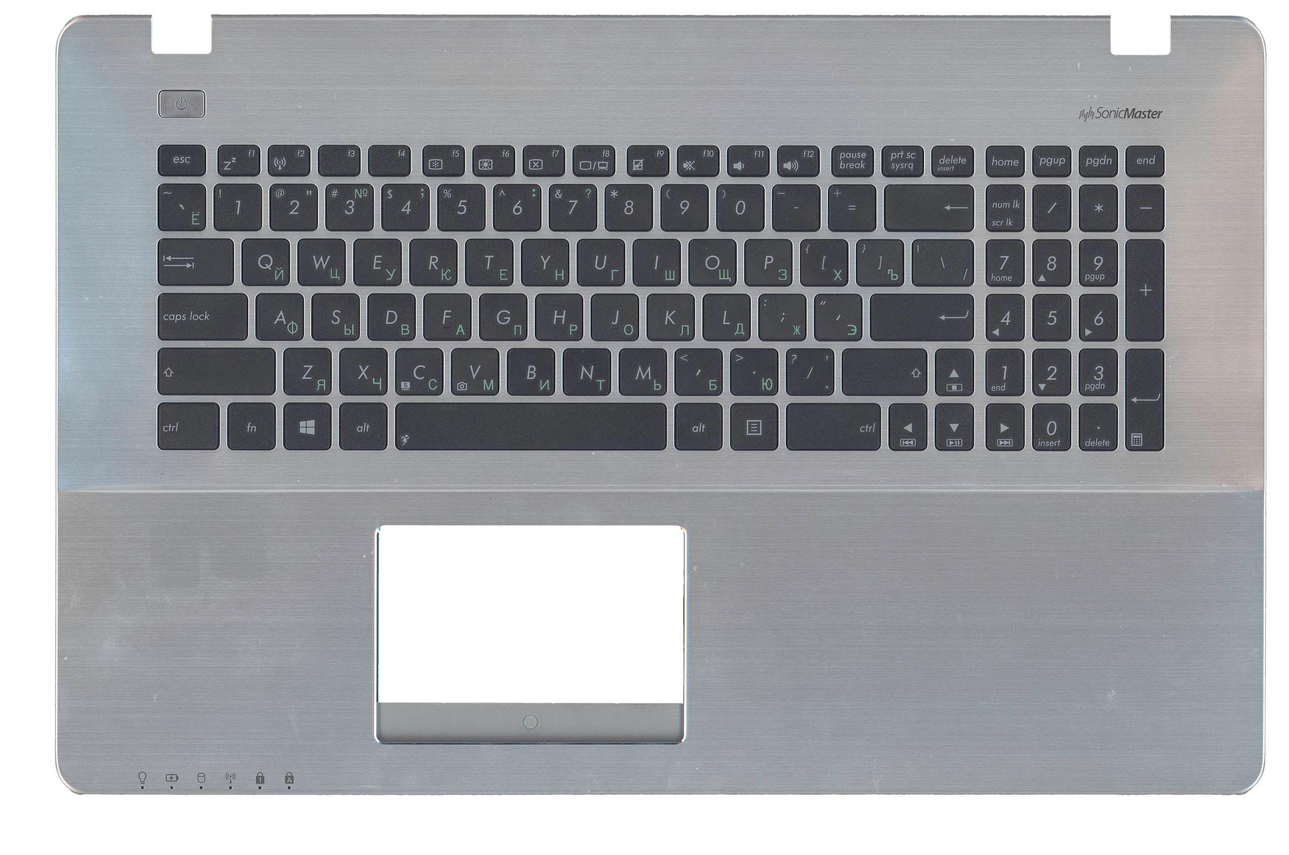 Клавиатура для ноутбука Asus X750LN TopCase Black Silver