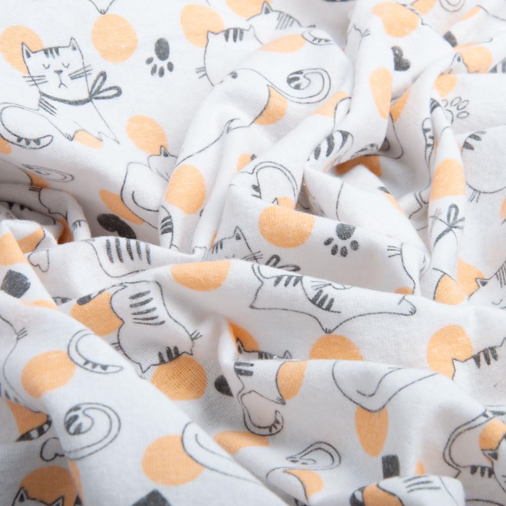 Ткань фланель хлопок Кошки 160 г/м2 160 см Серо-персиковый (2375819428)