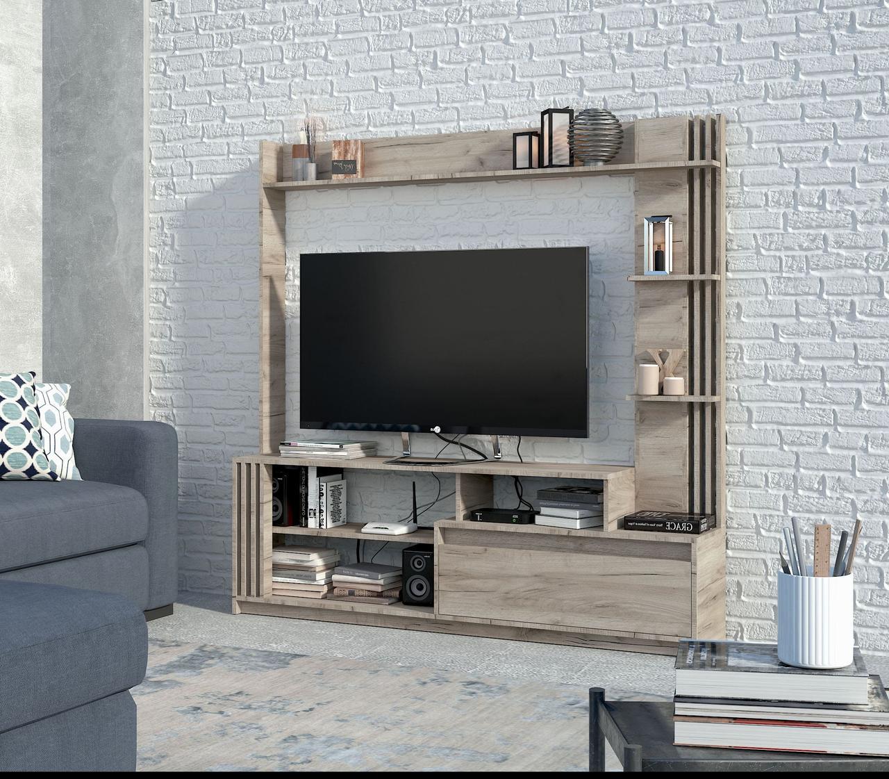 Стенка в гостиную Мастер Форм Брайт левосторонняя 170х32,5х170 см Дуб крафт серый (22981559) Стенка в гостиную Мастер Форм Брайт левосторонняя 170х32,5х170 см Дуб крафт серый (22981559)