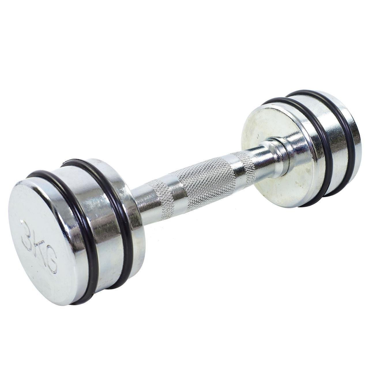 Гантель цільна Record DB5204-3 сталева хромована 3 кг (2532859837) - фото 1