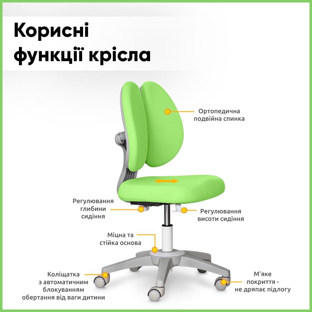 Кресло детское Mealux Sprint Duo Lite Зеленый (Y-412 Lite KZ) - фото 3