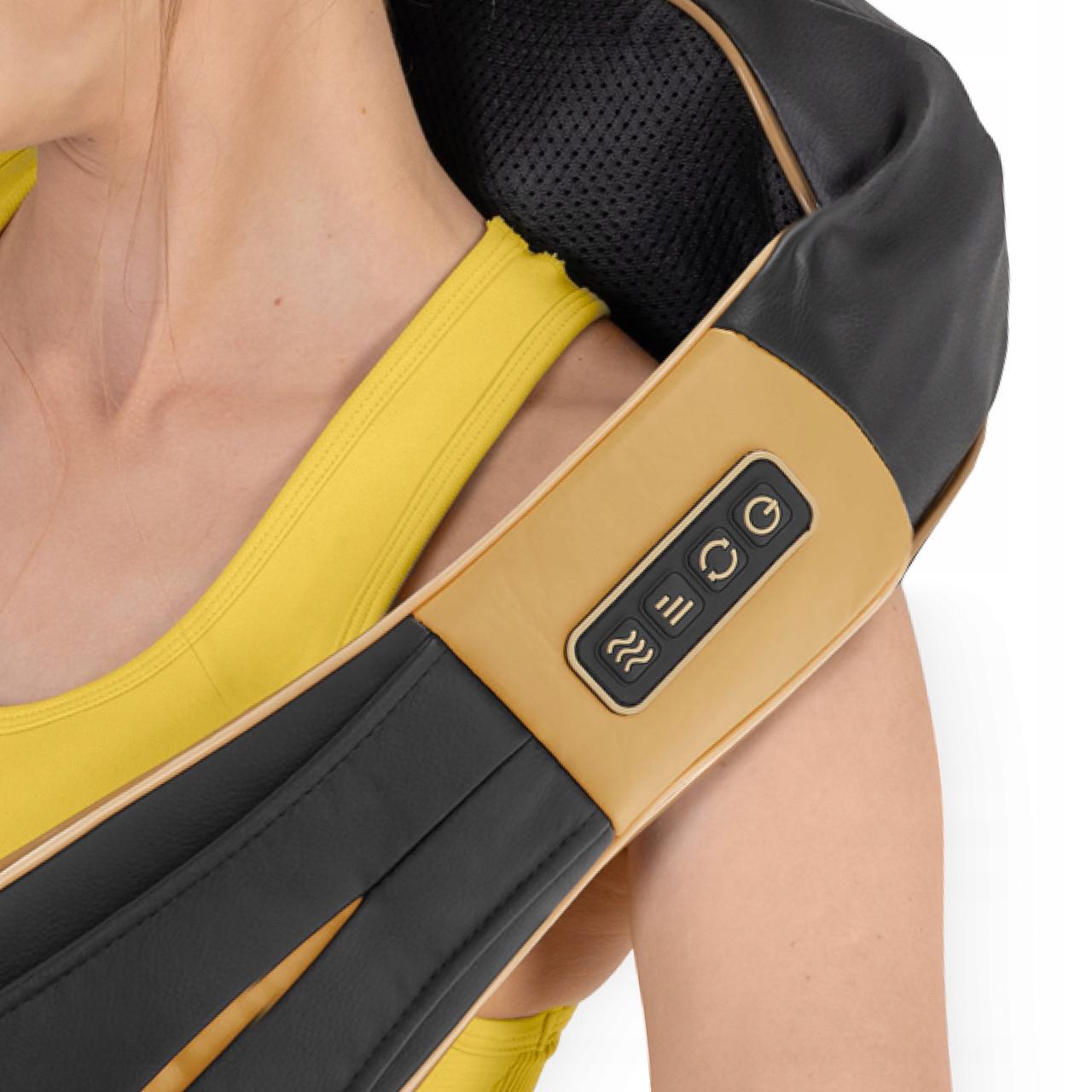 Накидка-массажер 4fizjo Shiatsu Ultra+ для шеи и спины аккумуляторный Black/Gold (P-5907739319081) - фото 7
