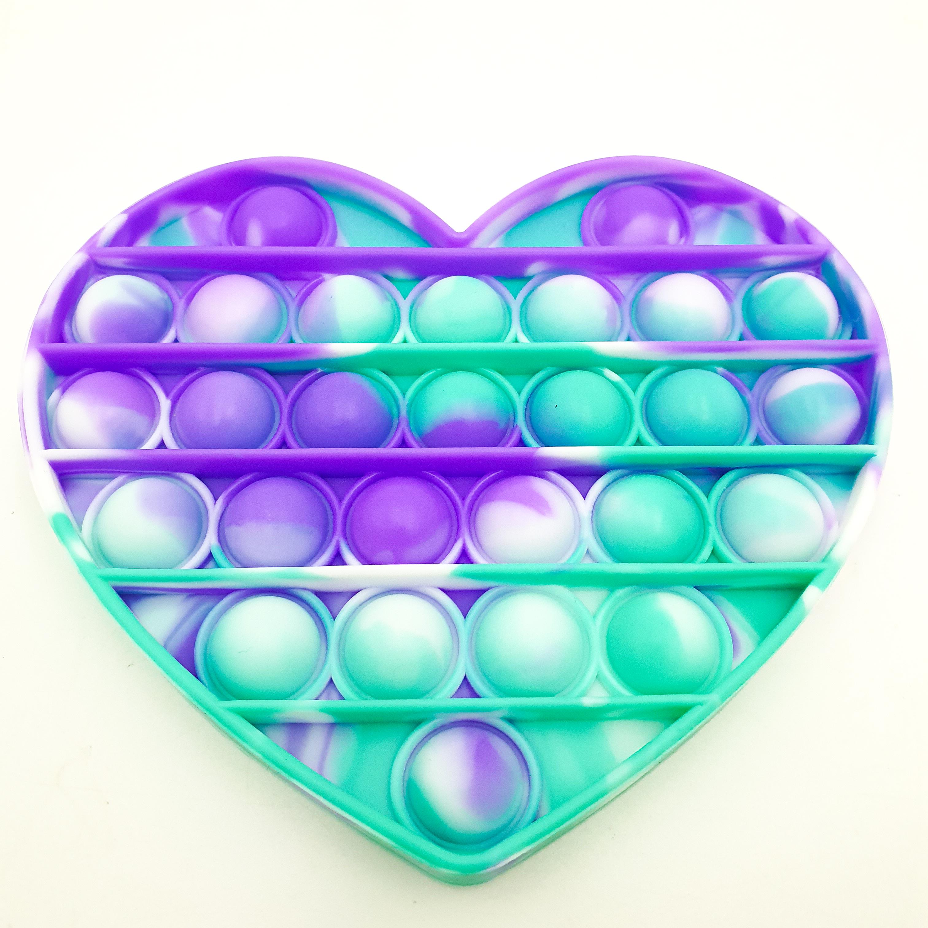 Сенсорная игрушка антистресс силиконовая бесконечная пупырка поп ит UKC Pop It Fidget сердце зелено-фиолетовый