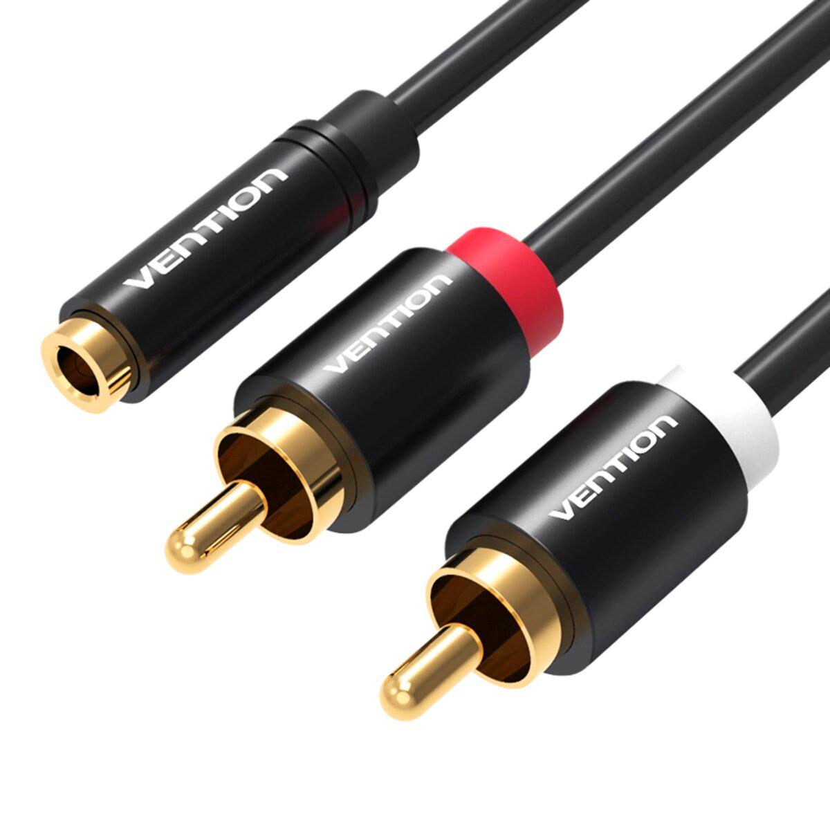 Кабель Vention 3,5 мм Female to 2xRCA Male Audio Cable 1 м Black (VAB-R01-B100)