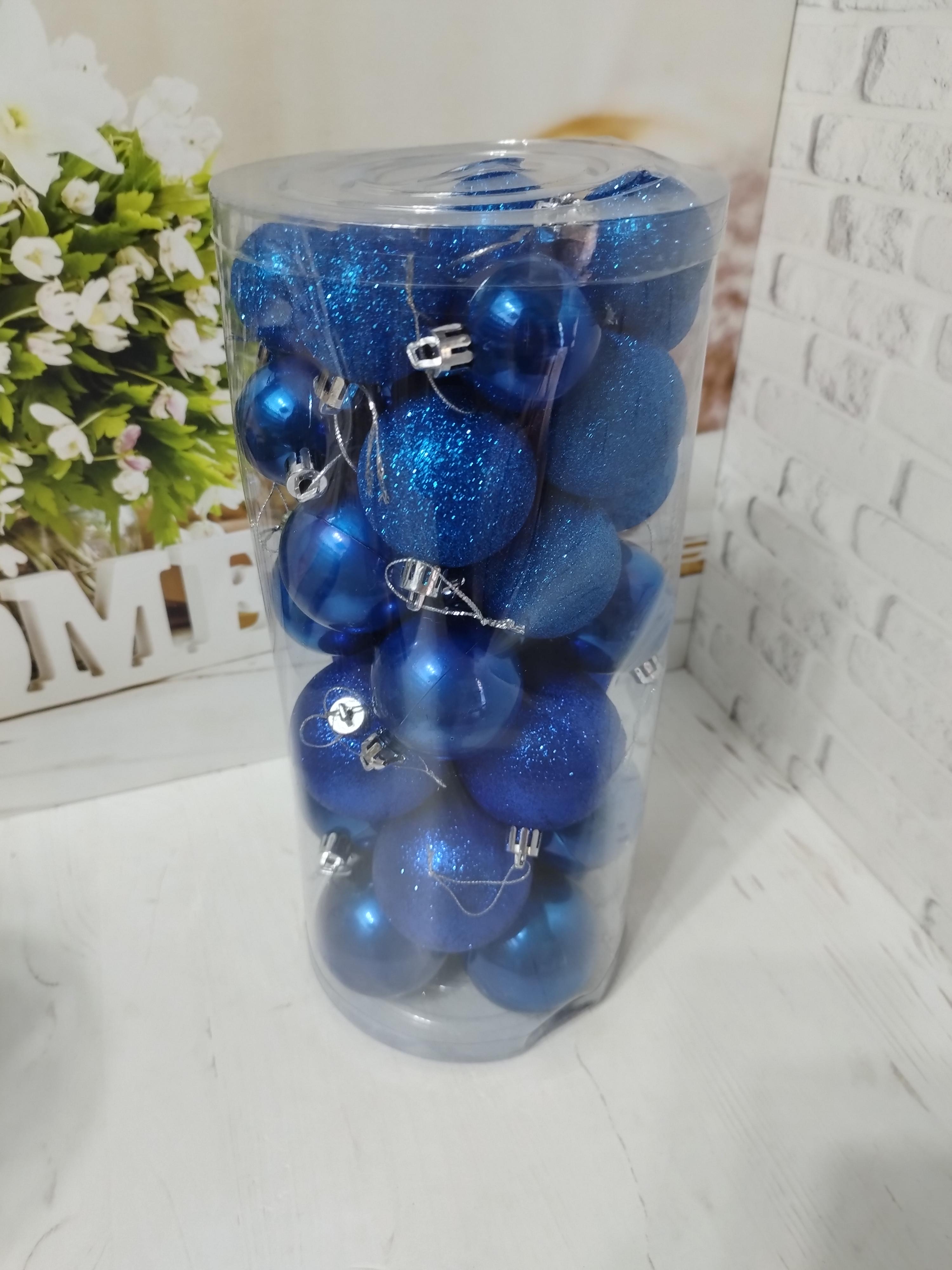 Набір новорічних куль на ялинку пластикові 6/5/4 см 38 шт. Синій (KT654MIX-4) - фото 1 Набір новорічних куль на ялинку пластикові 6/5/4 см 38 шт. Синій (KT654MIX-4) - фото 1
