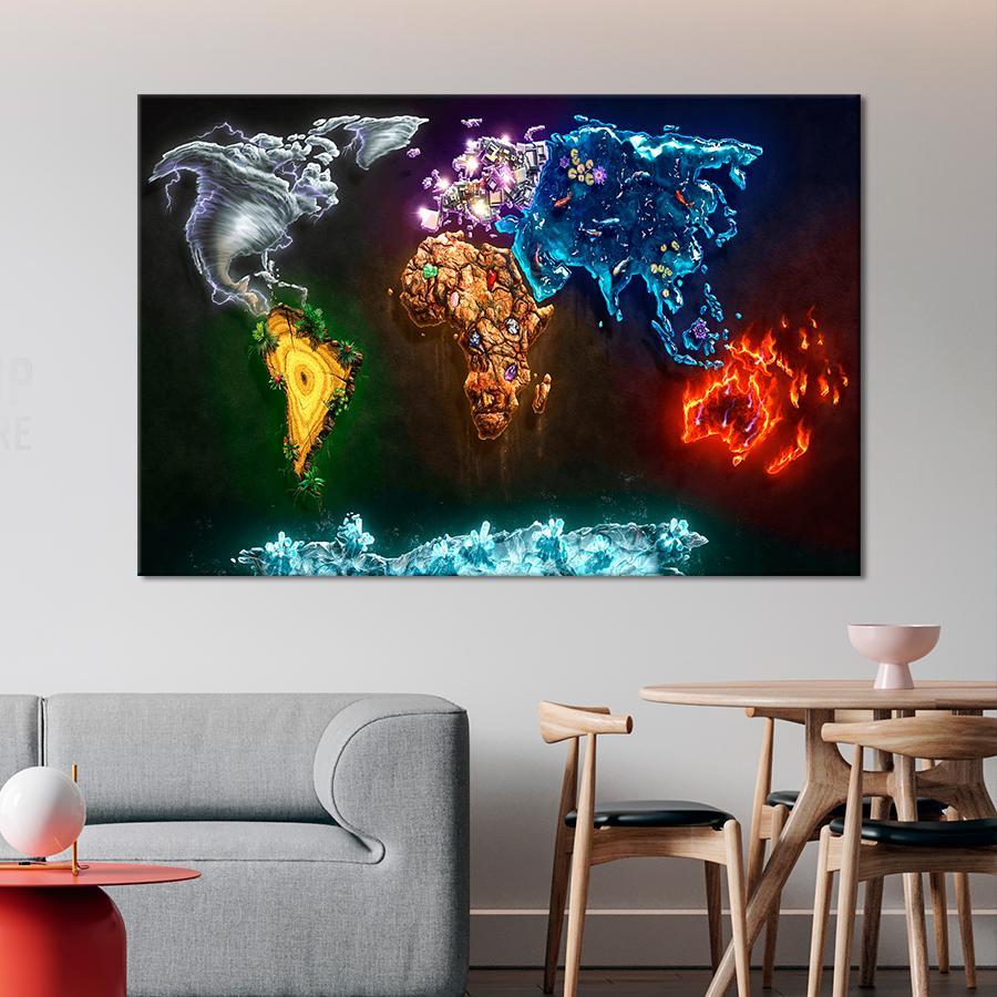 Картина карта Волшебная карта мира 120x80 см (A1369-1)