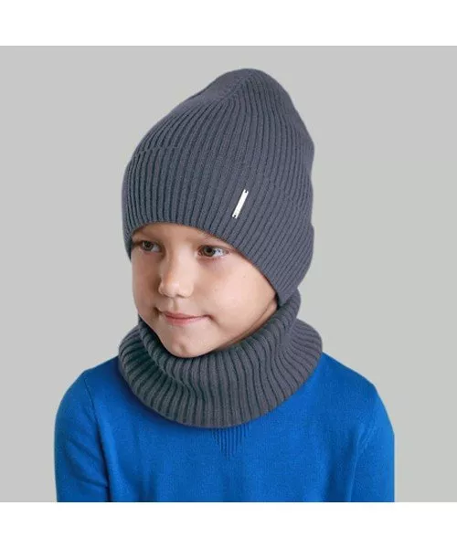 Комплект шапка и шарф детский Elf Пит р. 56 Темно-серый (OK002205)