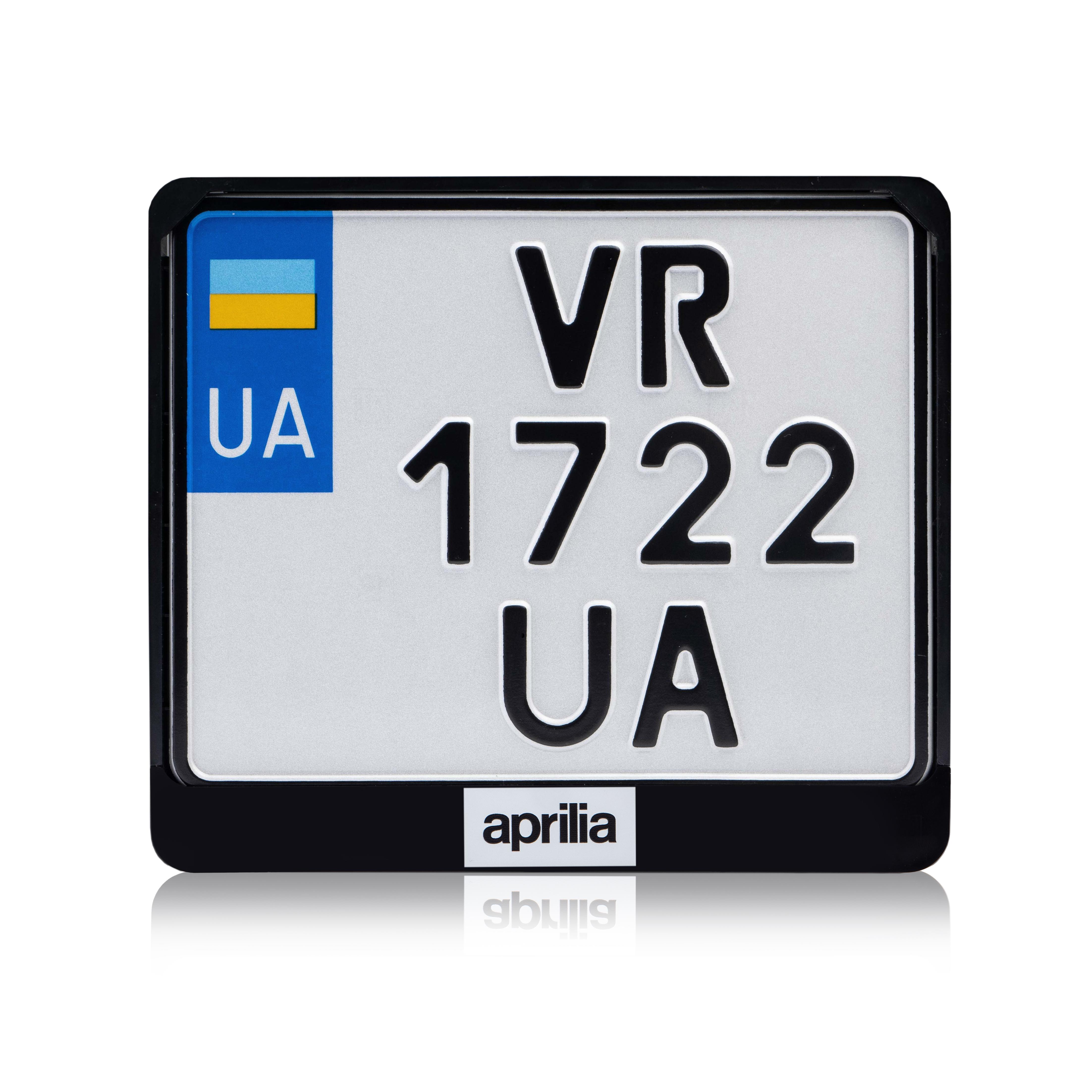 Рамка для мотоциклетного номера "Aprilia" 174х220 мм Чорний/Білий (VH-ABS1722AA2W) Рамка для мотоциклетного номера "Aprilia" 174х220 мм Чорний/Білий (VH-ABS1722AA2W)