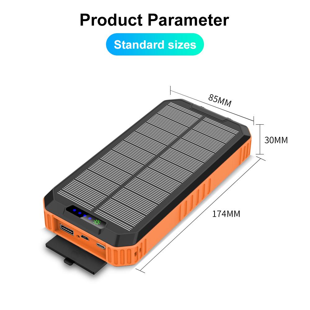 Повербанк с солнечной панелью VHG DN49 Wireless Solar Power Charger 30000 mAh Orange - фото 5