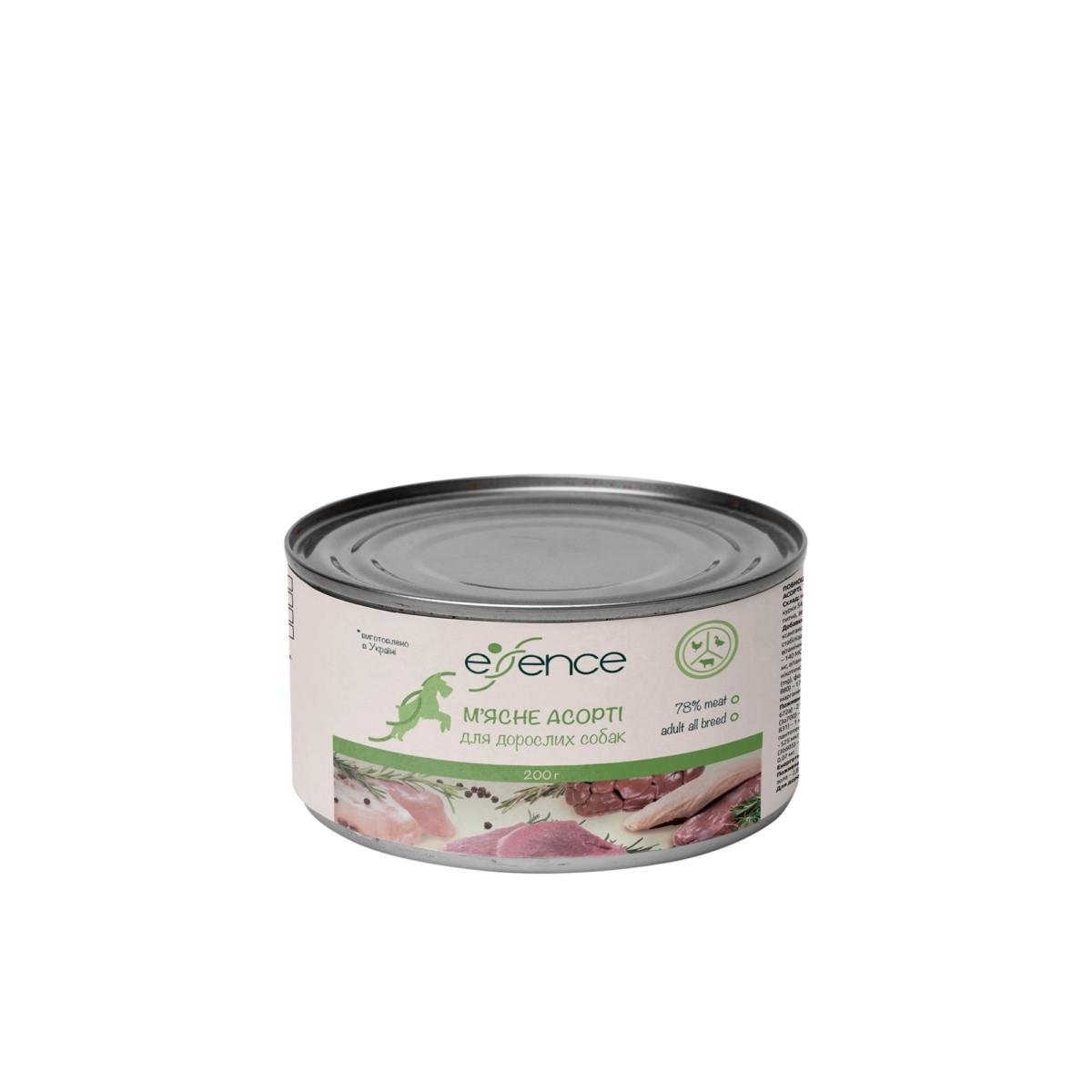 Корм влажный Essence мясное ассорти для взрослых собак 200 г (4820261920345) Корм влажный Essence мясное ассорти для взрослых собак 200 г (4820261920345)