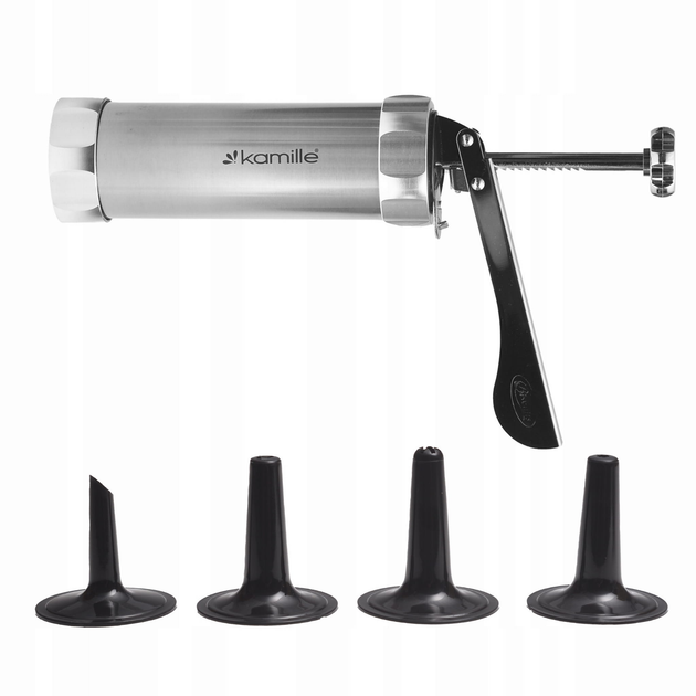 Шприц для печива Kamille із нержавіючої сталі з насадками 24 шт. (KM-3009)