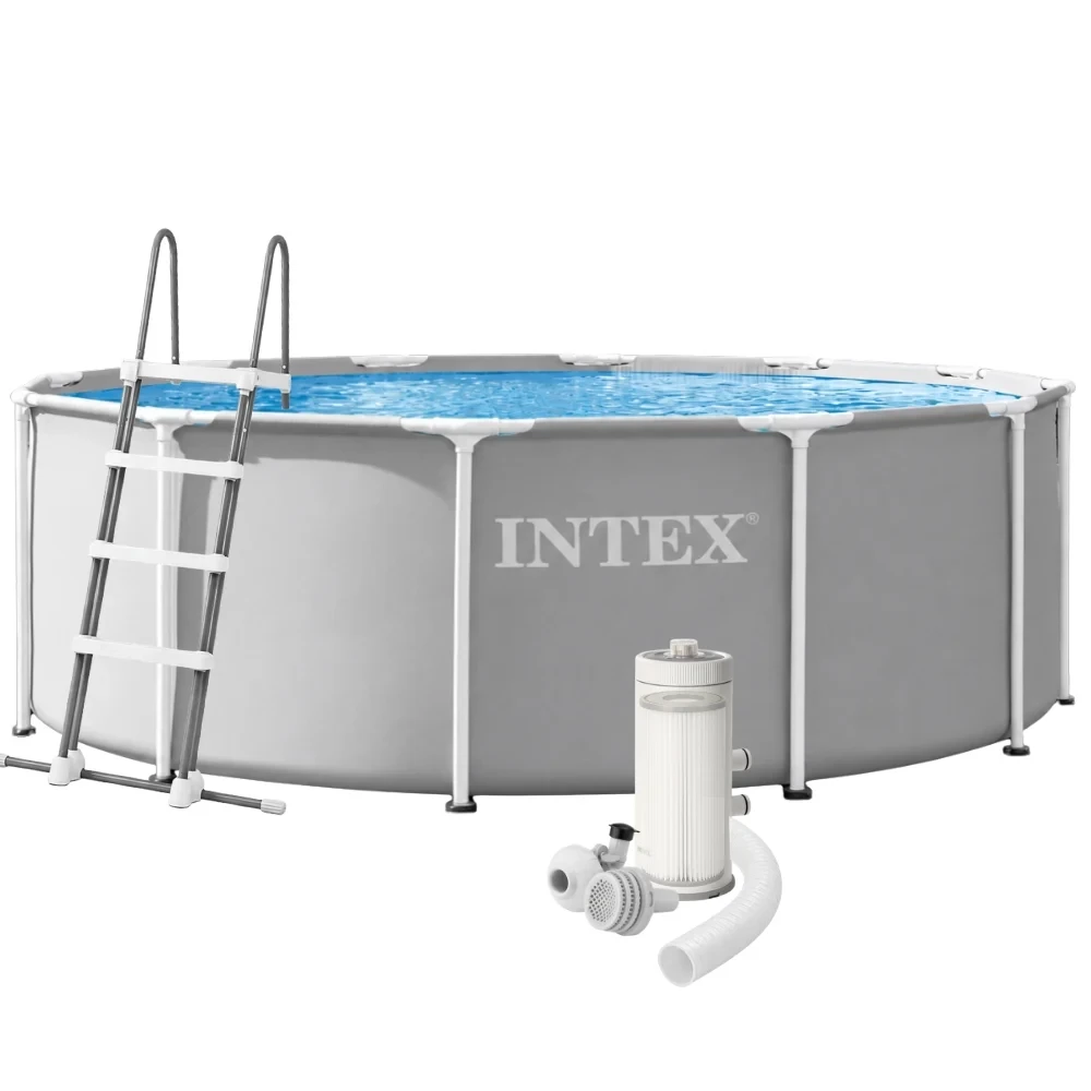 Бассейн каркасный круглый глубокий Intex 26718FR набор с фильтром и стремянкой 366х122 см Синий (147-9-26718)