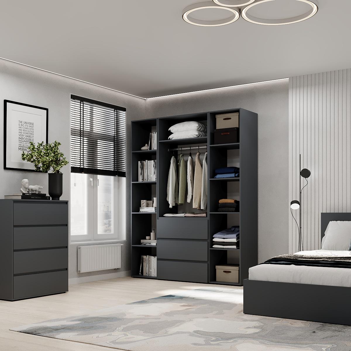 Шкаф распашной комбинированный ART IN HEAD №8 Light 1600x500x2200 мм Графит серый (GALTK087000000) - фото 4