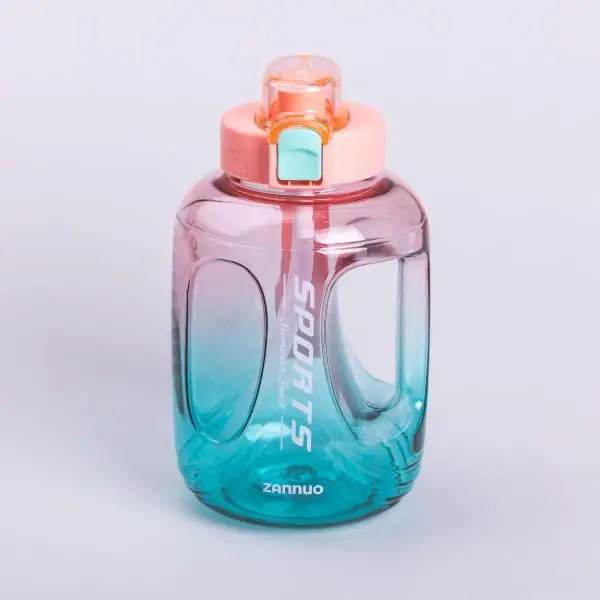 Пляшка для води спортивна пластикова з трубочкою з ремінцем 22 см 1,6 л Рожевий (6744)