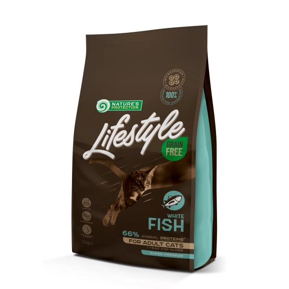 Корм сухий Lifestyle Grain Free White Fish Sterilised Cat беззерновий для стерілізованих дорослих котів з білою рибою 1,5 кг (NPLS45802) - фото 1