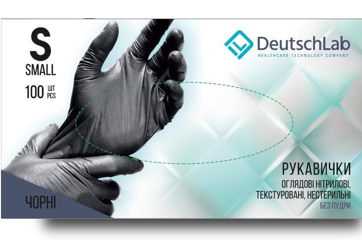 Перчатки обзорные DeutschLab нитриловые нестерильные текстурированные без пудры 100 шт. S Черный (000026153)