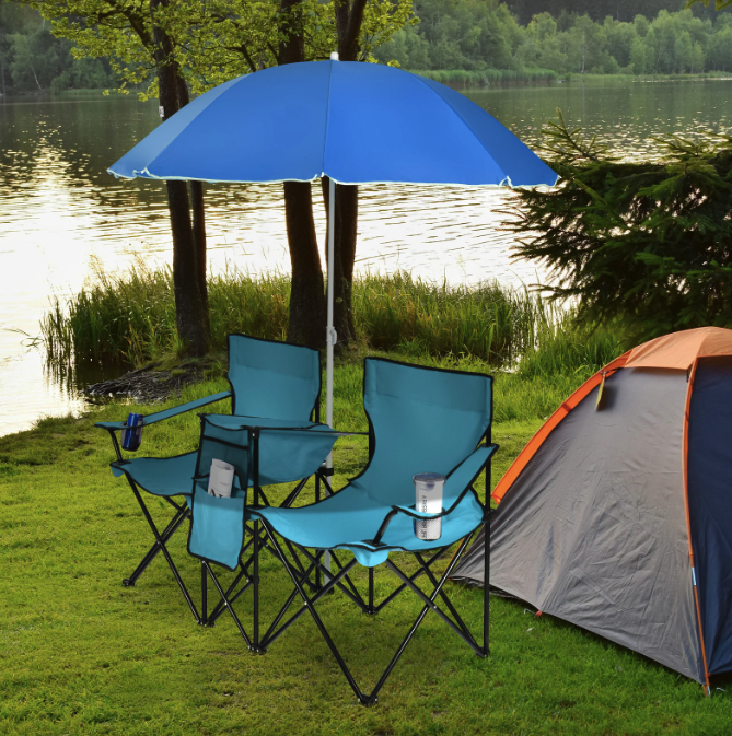 Комплект розкладних стільців Costway Parma із парасолькою Бірюзовий (4853) - фото 5 Комплект розкладних стільців Costway Parma із парасолькою Бірюзовий (4853) - фото 5