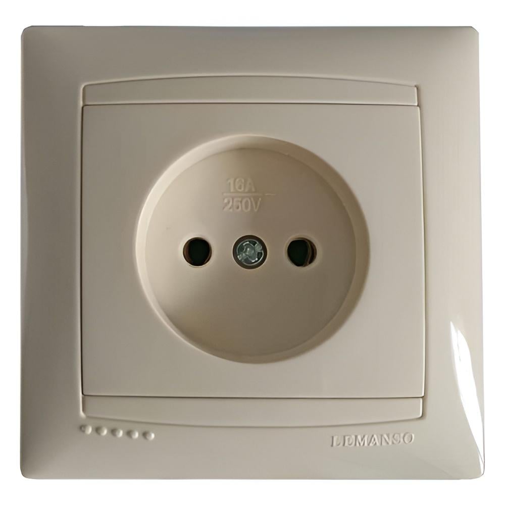 Розетка одинарная Lemanso Сакура керамика Кремовая (LMR1115)