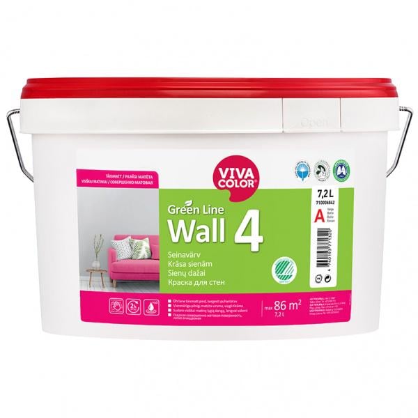 Краска для стен Vivacolor Wall 4 водно-дисперсионная для внутренних работ база A глубокоматовая поверхность 7,2 л Белый (2105695346) - фото 1 Краска для стен Vivacolor Wall 4 водно-дисперсионная для внутренних работ база A глубокоматовая поверхность 7,2 л Белый (2105695346) - фото 1