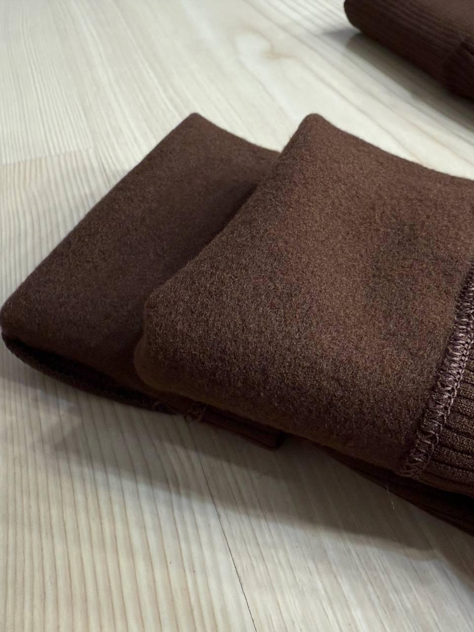 Лосини жіночі Cosmos 826 утеплені в рубчик на флісі з широким поясом 2XL Коричневий (5842) - фото 10