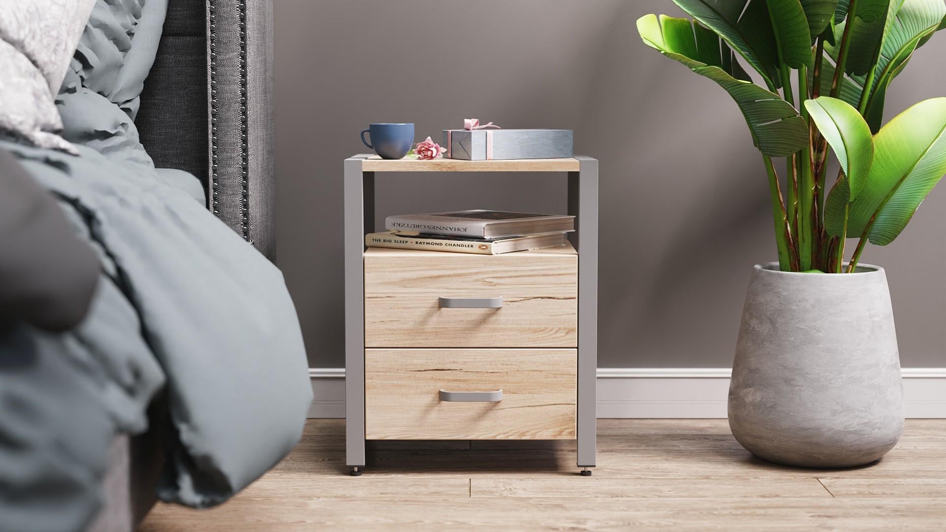 Тумба универсальная Ferrum-decor Вивьен 2/2 ДСП 16 мм 50x41x40 см Серый/Дуб Артизан (FRD-104167)