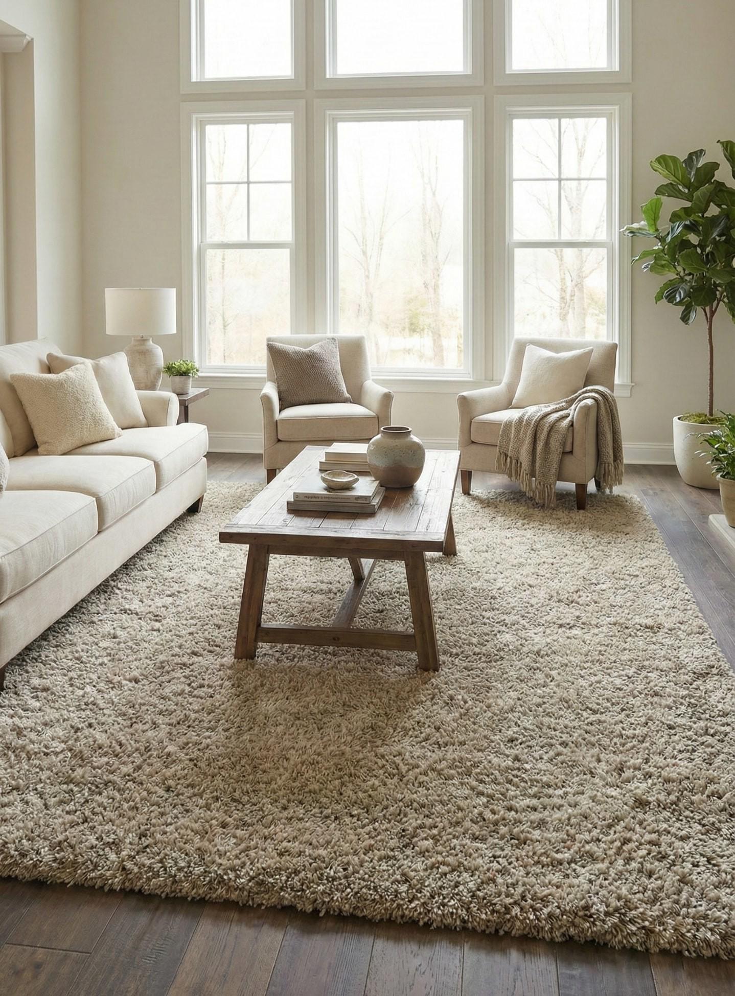 Ковер с высоким ворсом Loca 6365A 150x230 см Beige (34611523)