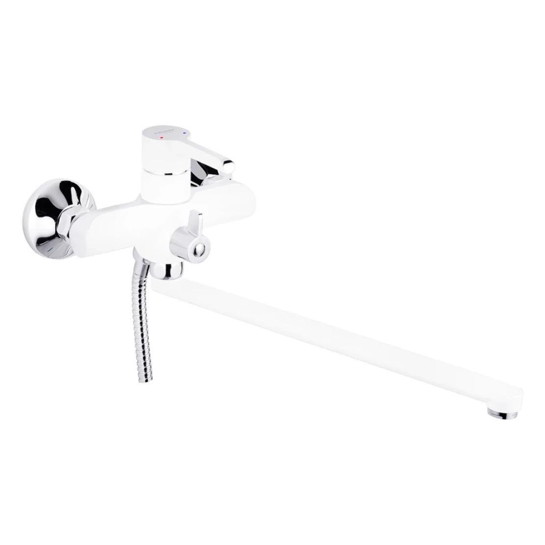 Смеситель для ванны Kroner KRP Essen W070 с душевым гарнитуром Хром/Белый (CV024331)