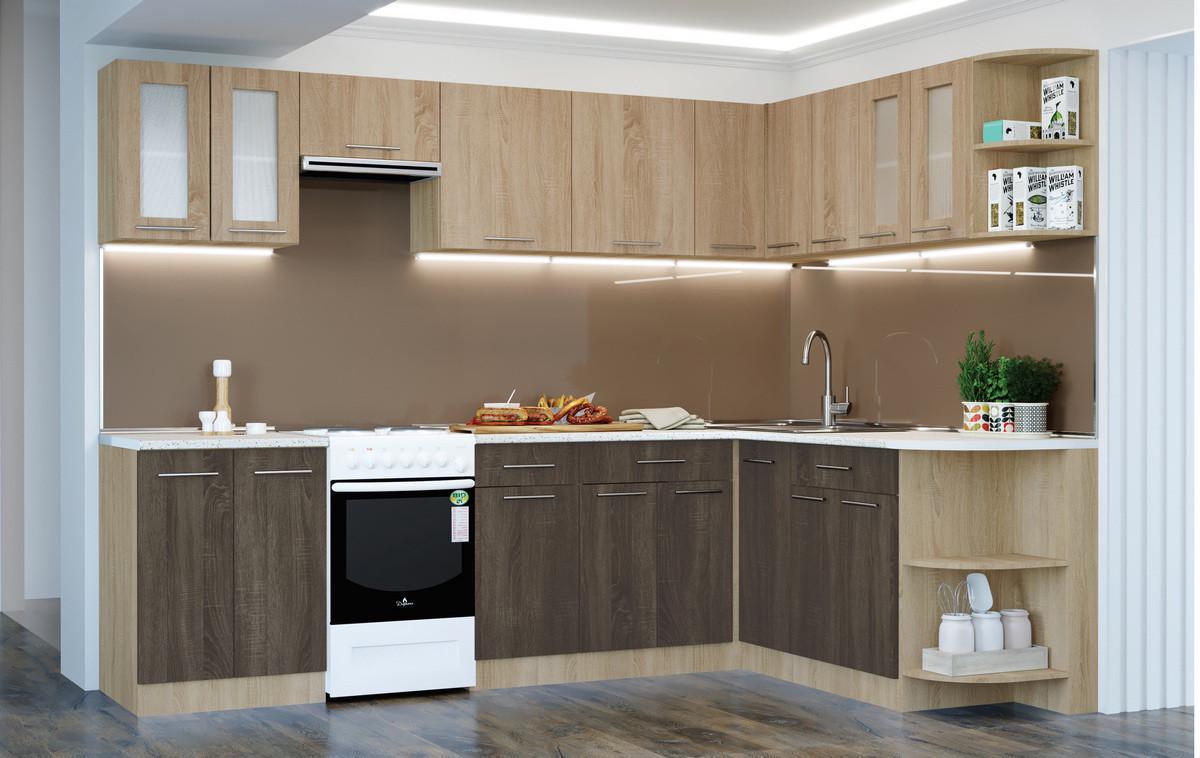 Кухня угловая Еверест ЭКО-2701 без столешницы 2,7х1,8 м Сонома/Трюфель (ЕК-27134,01)