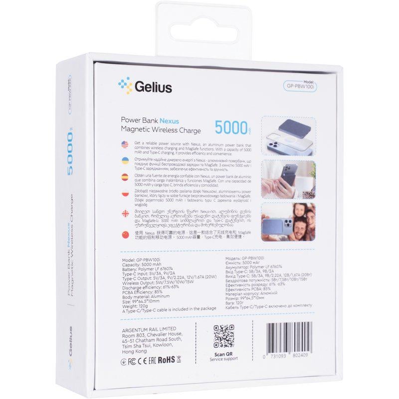 Повербанк с беспроводной зарядкой Gelius Nexus Magnetic Wireless Charge GP-PBW100i 15W 5000 mAh (98435) - фото 11
