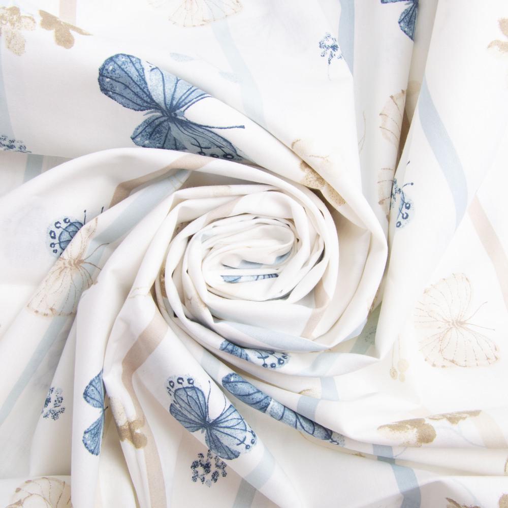 Ткань бязь ранфорс для постельного белья Бабочки Petrol 130 гр/м2 240 см (12.28892/6)