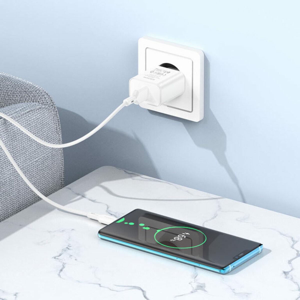 Зарядний пристрій Borofone BA72A Spring Single Port QC3.0 Charger Set USB to Type-C Cable White (BA72ACW) - фото 2 Зарядний пристрій Borofone BA72A Spring Single Port QC3.0 Charger Set USB to Type-C Cable White (BA72ACW) - фото 2