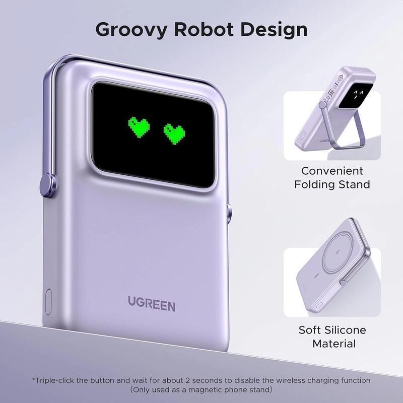 Повербанк беспроводной Ugreen PB572 Magnetic Magsafe 10000 mah 20W для iPhone Фиолетовый (28780602) - фото 4 Повербанк беспроводной Ugreen PB572 Magnetic Magsafe 10000 mah 20W для iPhone Фиолетовый (28780602) - фото 4