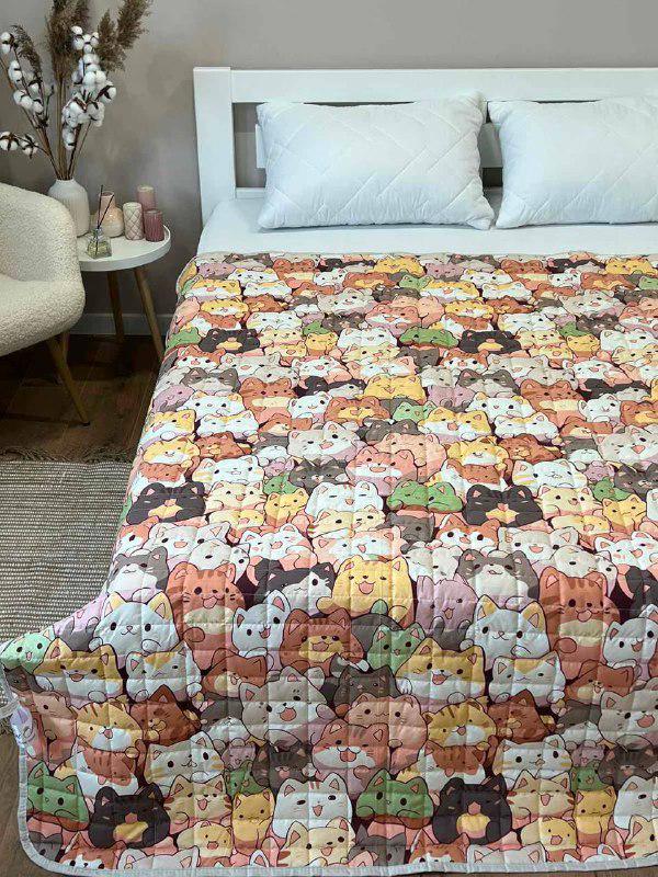 Ковдра дитяча з малюнком котів двостороння 150х210 см Сірий - фото 2 Ковдра дитяча з малюнком котів двостороння 150х210 см Сірий - фото 2