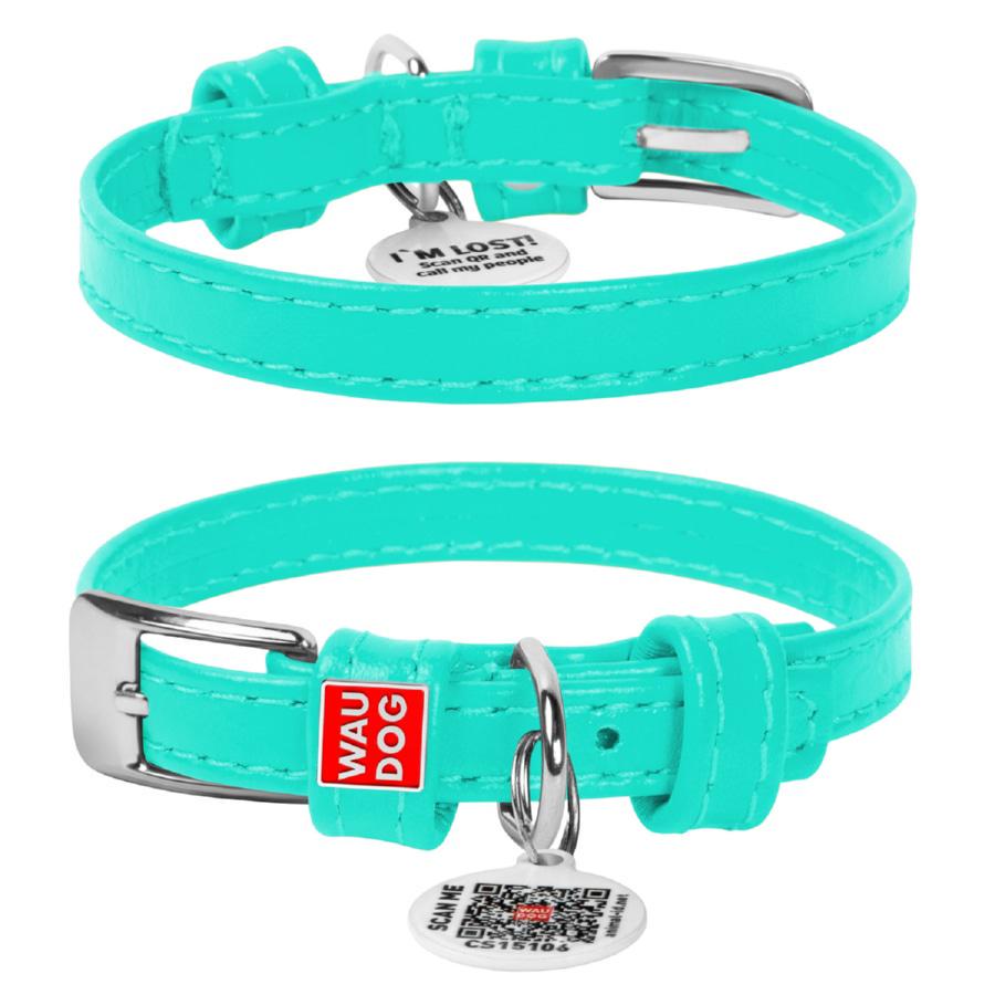 Ошейник для собак кожаный Waudog Glamour с QR паспортом без украшений XS 9 мм 18-21 см - фото 1 Ошейник для собак кожаный Waudog Glamour с QR паспортом без украшений XS 9 мм 18-21 см - фото 1