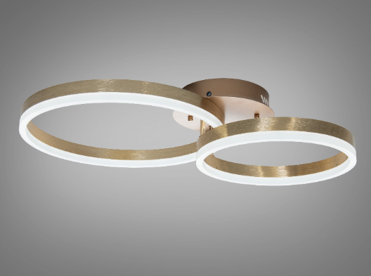 Люстра потолочная LED кольца 50W Золотой пульт (2539G dimmer)
