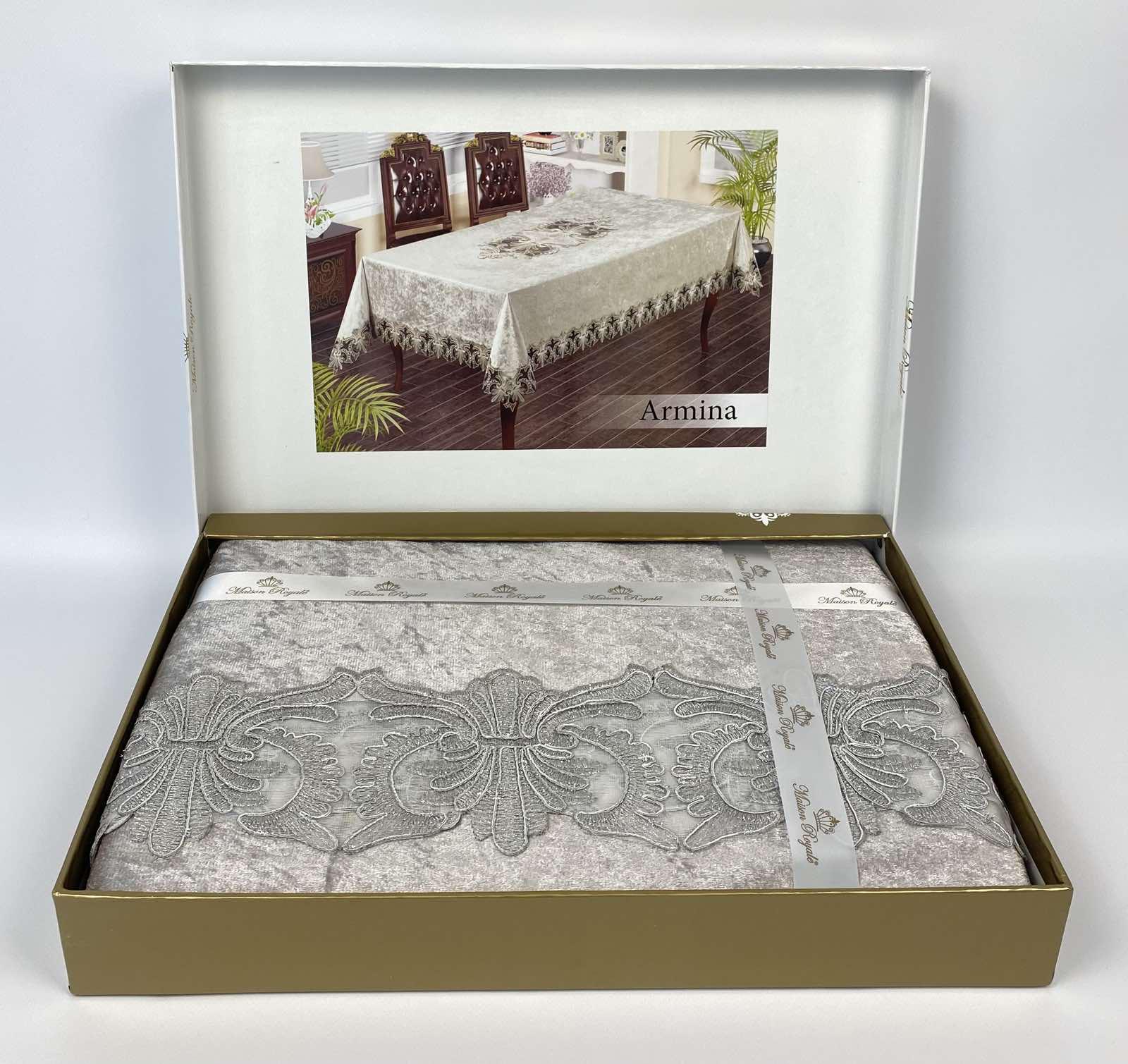 Скатерть велюровая Maison Royale 160x300 Armina Grey (CN14590)
