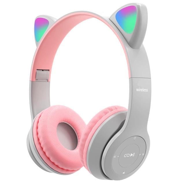 Наушники Bluetooth беспроводные CATear с ушками LED RGB Серый (CPM-047-Grey)