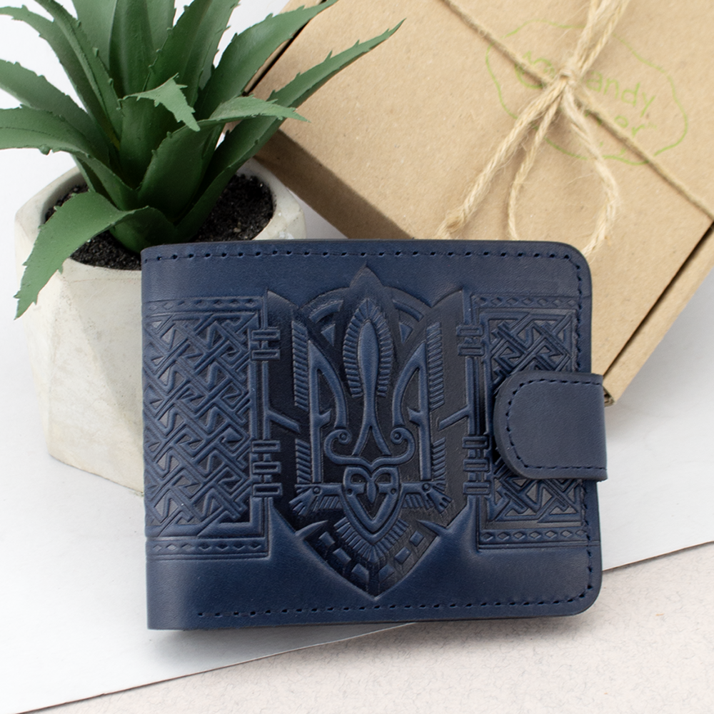 Портмоне мужское кожаное Handycover HC0041 с гербом Украины Синий (2049731744)
