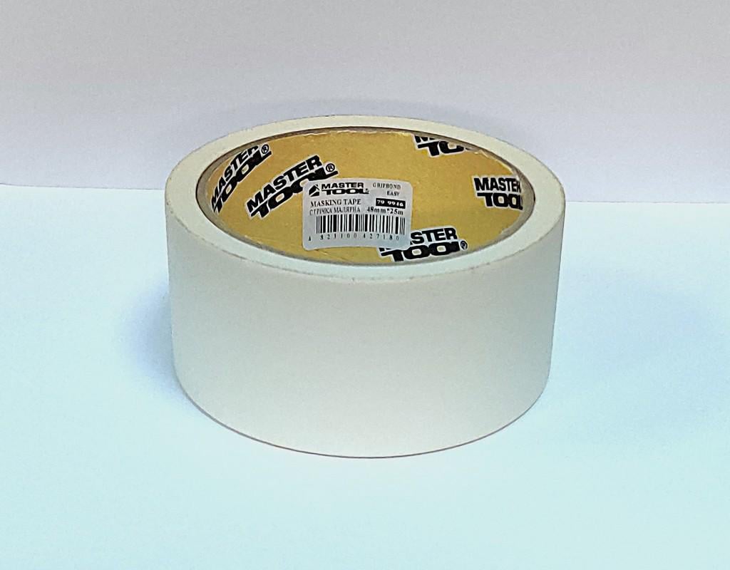 Лента малярная универсальная MasterTool GripBond Easy 48 мм х25 м Белый (79-9946) Лента малярная универсальная MasterTool GripBond Easy 48 мм х25 м Белый (79-9946)