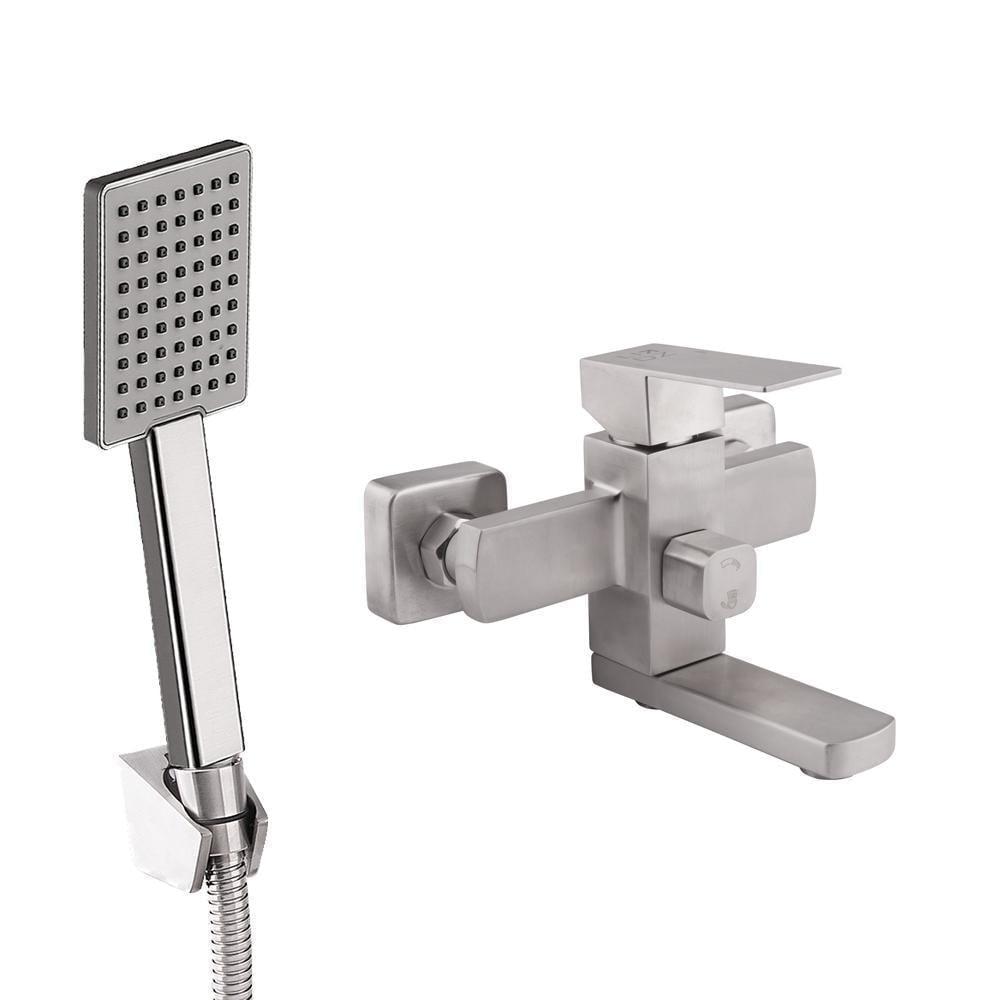 Змішувач для ванни Lidz Kubis 006 з поворотним виливом/душовим гарнітуром k35 LDKUB006NKS28536 Nickel (SD00034633)