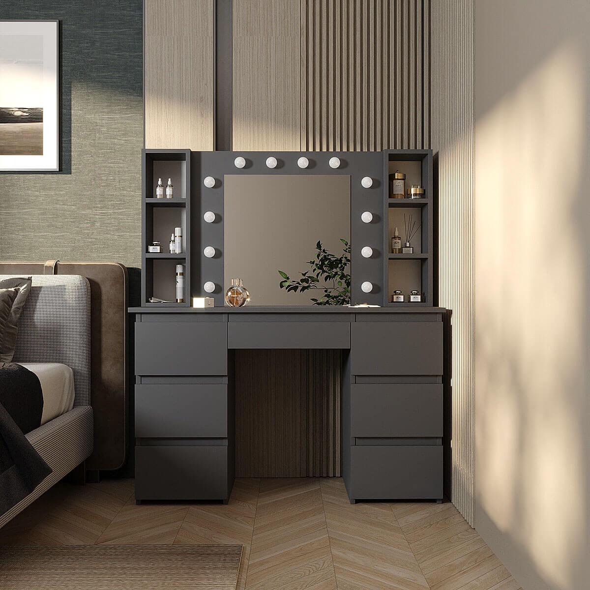Туалетный столик с зеркалом и подсветкой ART IN HEAD Kler 120×140/75×43 см Графит (TB36070000000) Туалетный столик с зеркалом и подсветкой ART IN HEAD Kler 120×140/75×43 см Графит (TB36070000000)