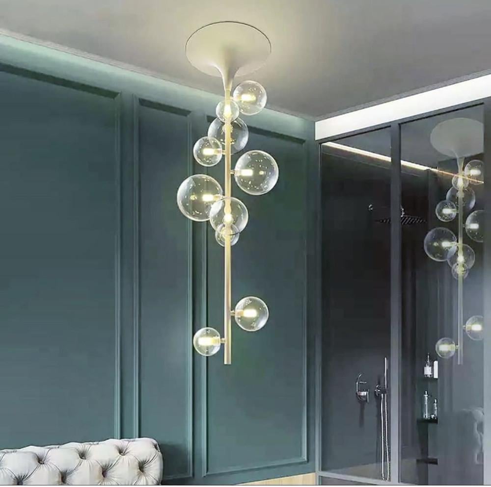 Люстра в удлиненном корпусе с 10 прозрачными плафонами (CA15-10)