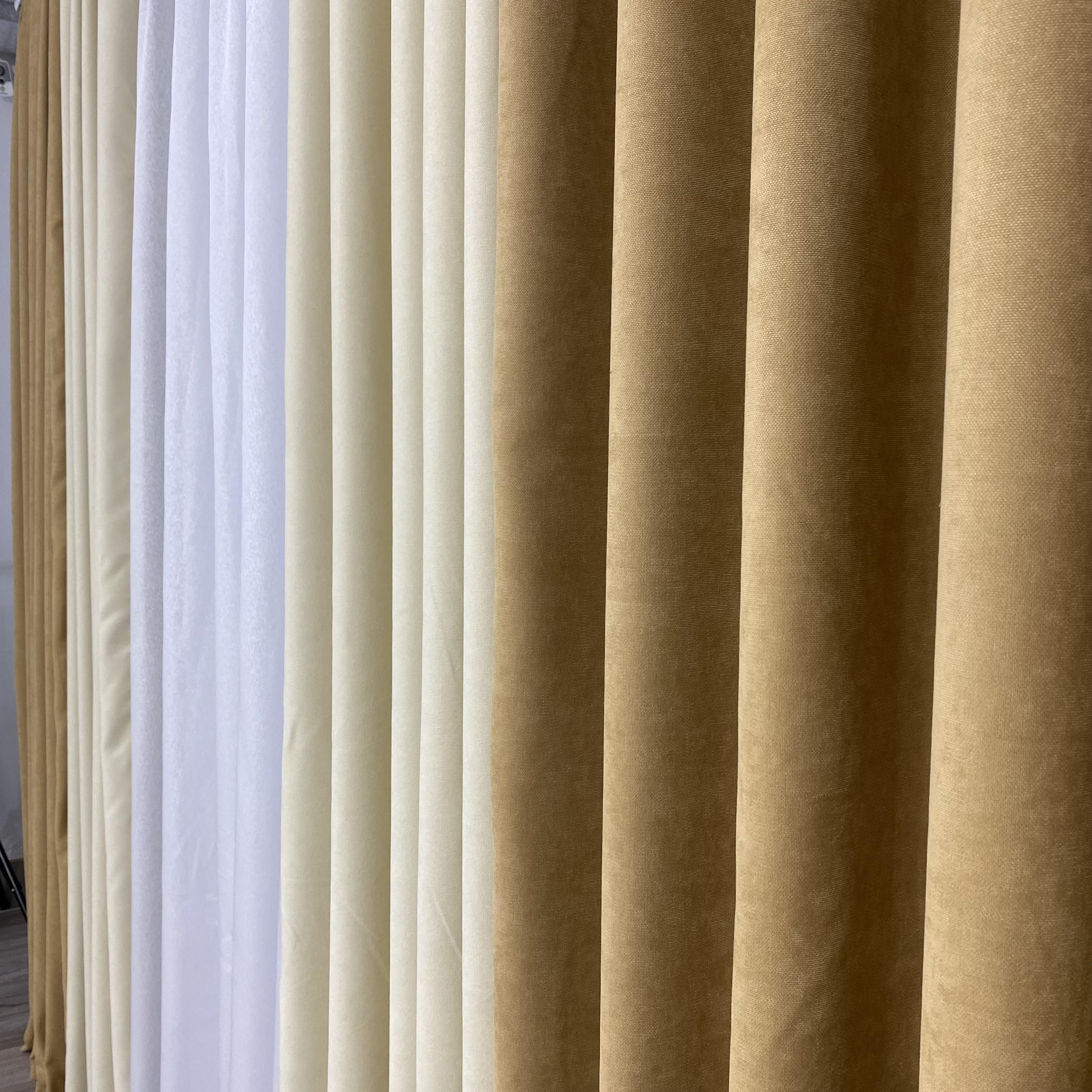 Штори мікровелюр TG Home Дует №450 1,50х2,70 м Золотий/Кремовий (450-199/250) - фото 11