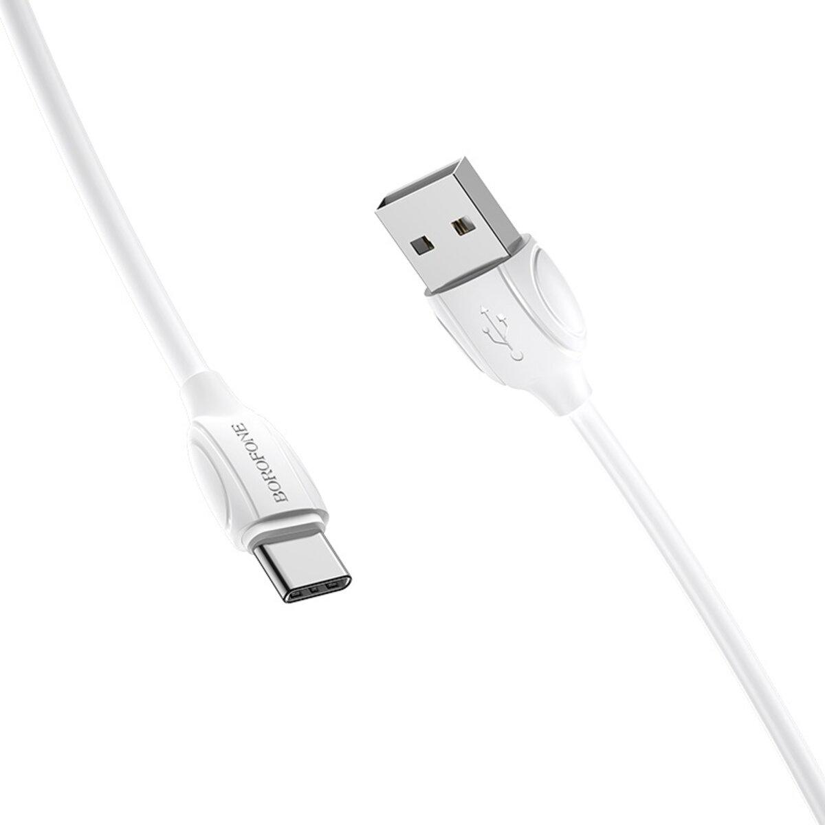 Кабель Borofone BX19 Benefit USB to Type-C 3A 1 м White (BX19CW) - фото 2