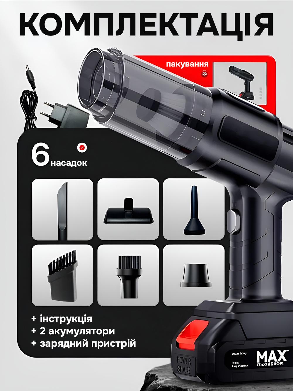 Пилосос ручний Yan YI ST-6631 бездротовий 4в1 з функцією видування Чорний (4a27a73d) - фото 4