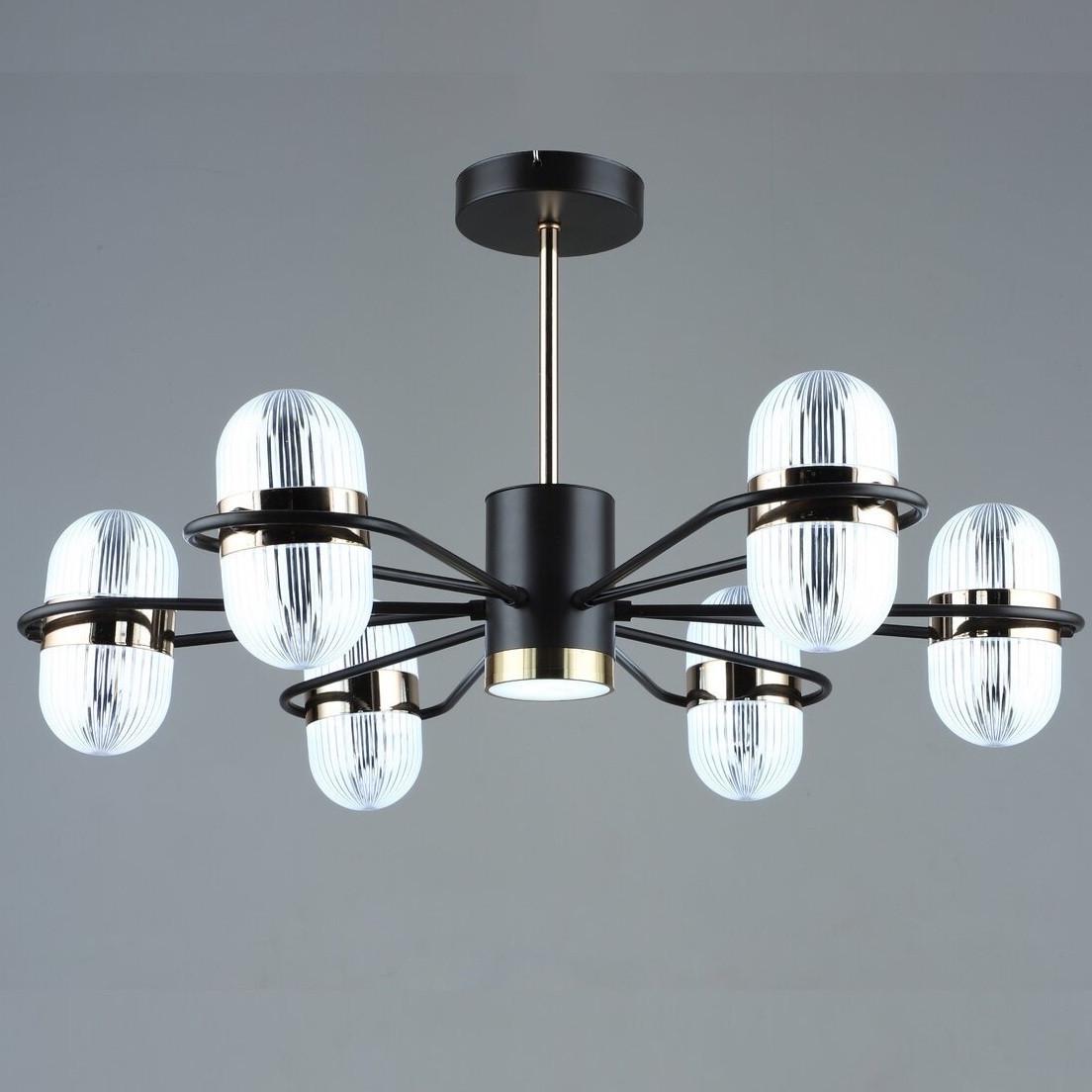 Люстра светодиодная Sirius на шесть плафонов 72W 3000-6500К Черно-золотой (B N5499/6 COFEE+FGD) Люстра светодиодная Sirius на шесть плафонов 72W 3000-6500К Черно-золотой (B N5499/6 COFEE+FGD)