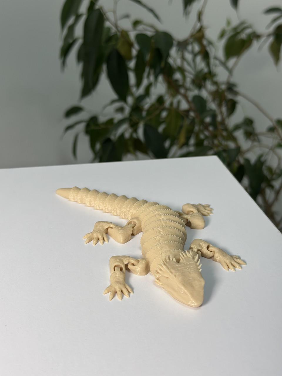 Іграшка рухома антистрес ящірка 15 см Бежевий