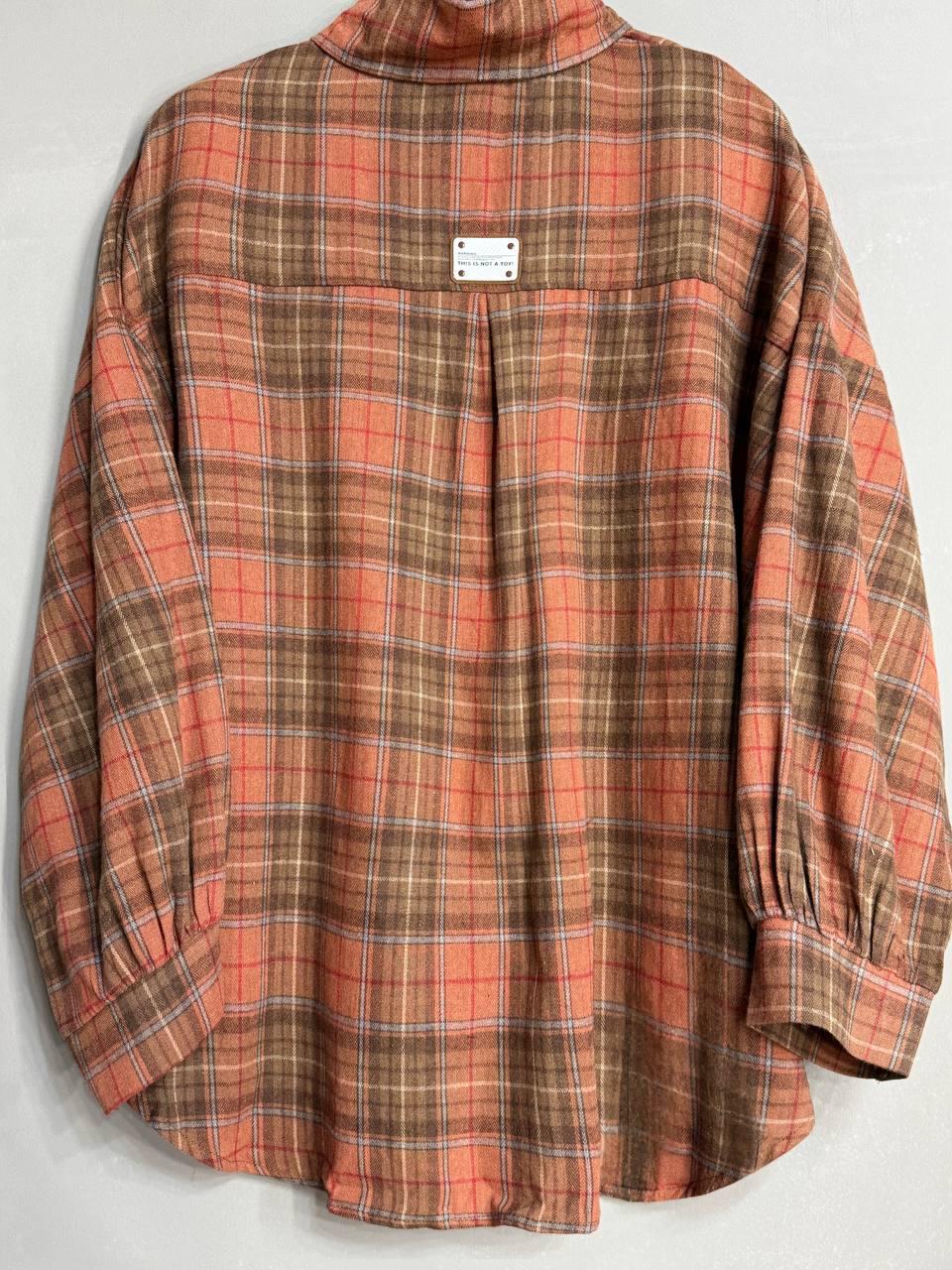 Рубашка женская A-N 8313 в клетку оверсайз широкая хлопковая OS Оранжевый (5132) - фото 7 Рубашка женская A-N 8313 в клетку оверсайз широкая хлопковая OS Оранжевый (5132) - фото 7