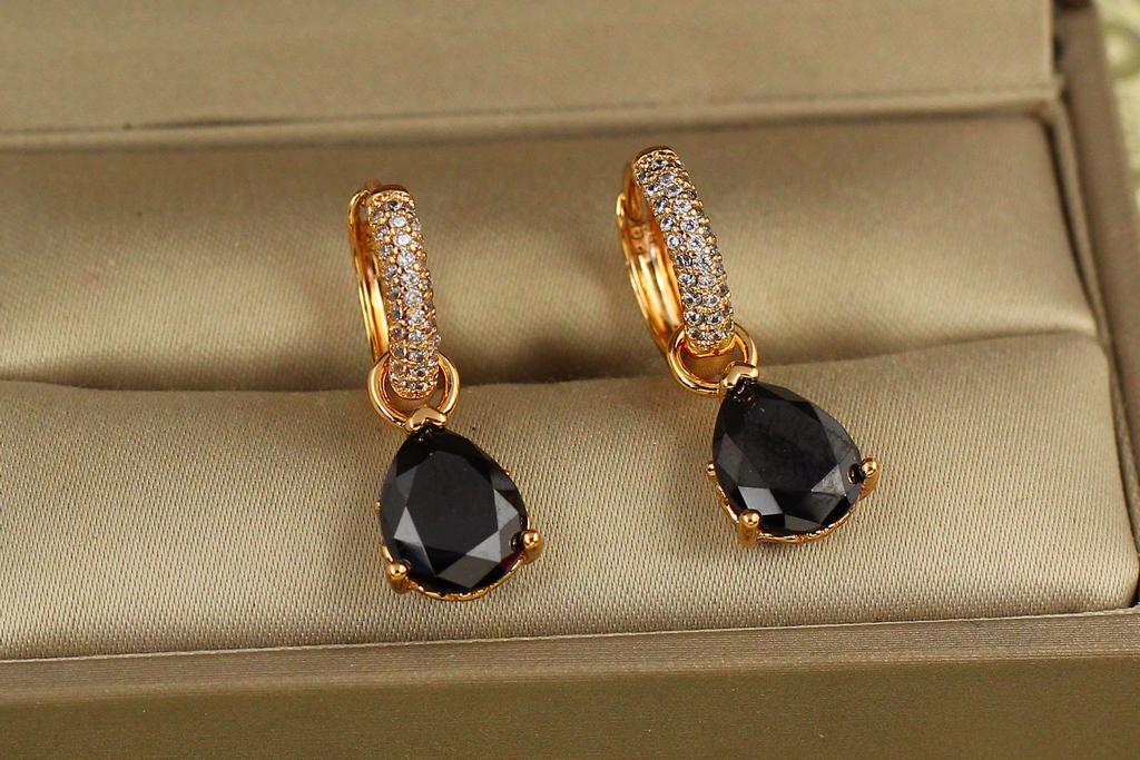 Сережки підвіски Xuping Jewelry зі зйомною чорною краплею 2,5 см Золотистий (34718052)