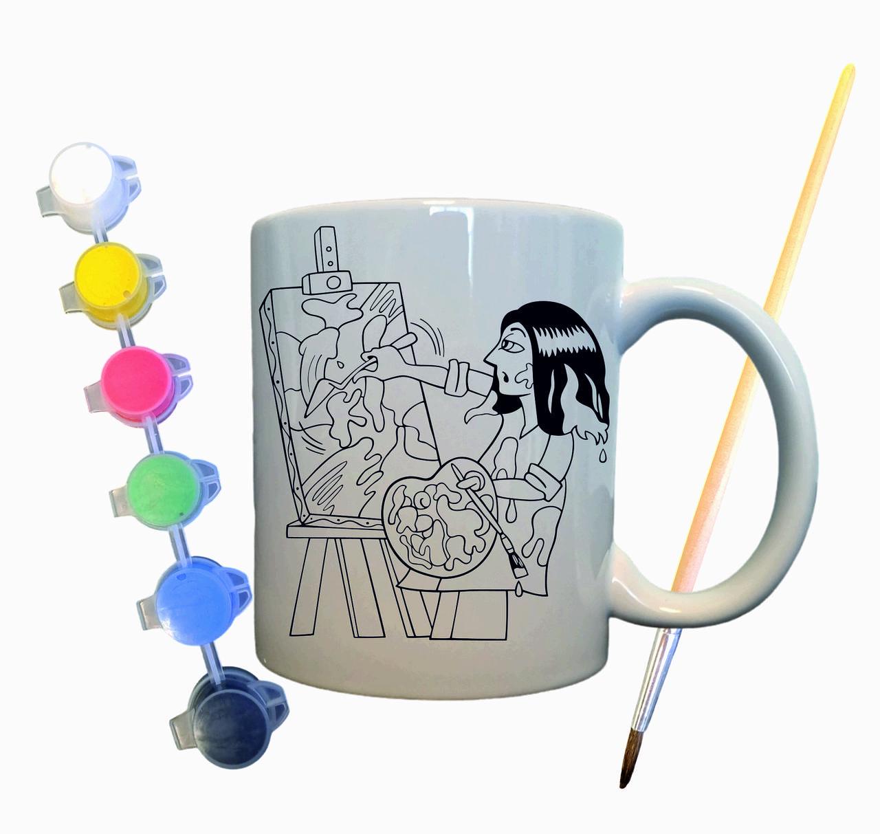 Набор для творчества кружка раскраска Художник 330 мл Белый (КР0016) - фото 2